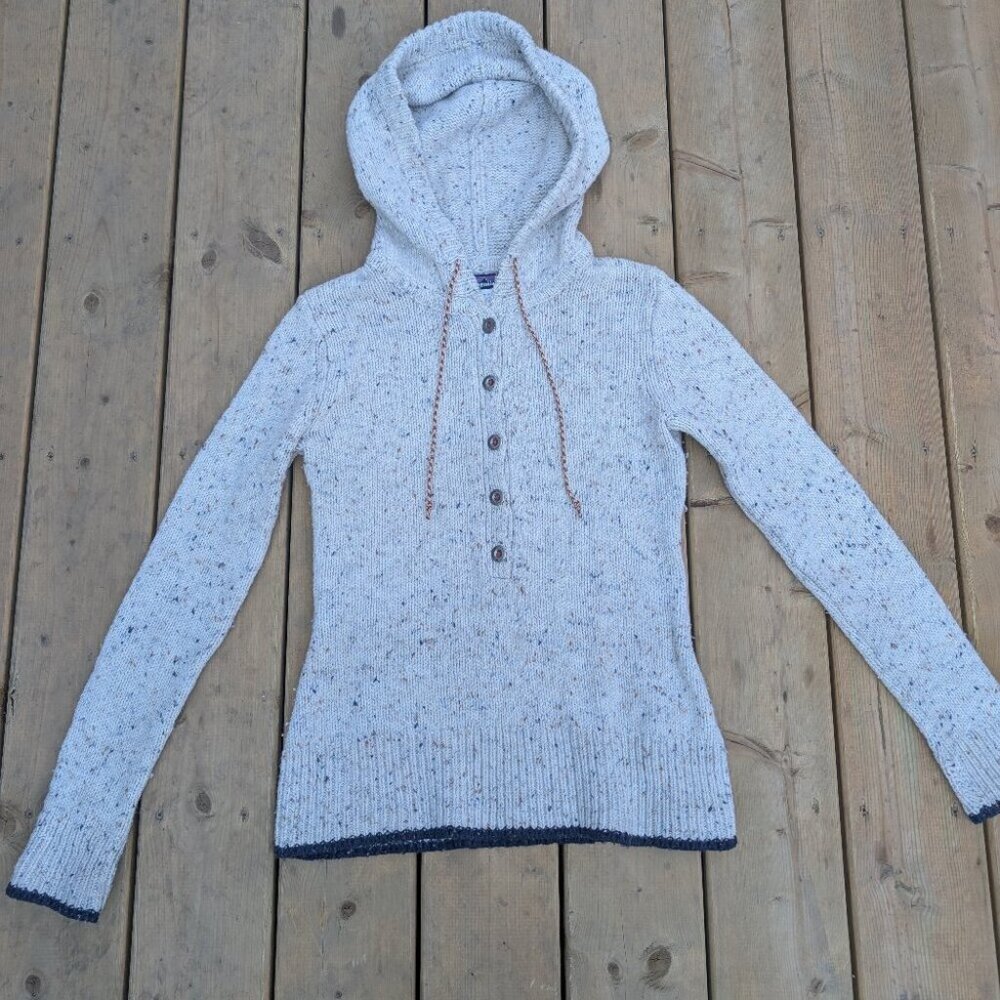 Patagonia Ranchito Pullover Hoodie Women's M White Tight-Knit Quarter Button